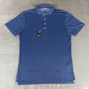 Johnnie-O Daisy Performance Polo Shirt Mens Small Lake Blue Floral Golf $110 NWT